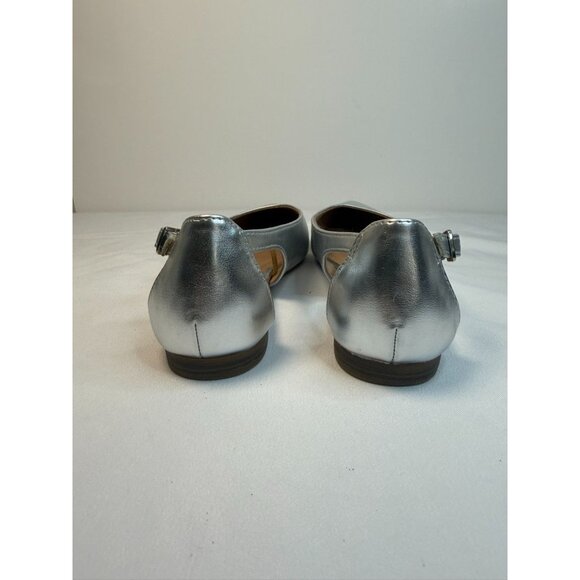 Old Navy Silver Metallic Slingback Womens Size 6 Cut-Out Flats Preppy Career - Picture 8 of 12